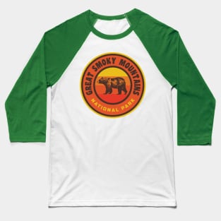 Great Smoky Mountains National Park Bear Retro Edit Baseball T-Shirt